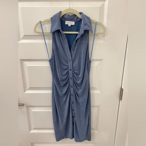 BLUE SLEEVELESS COLLARD MINI DRESS